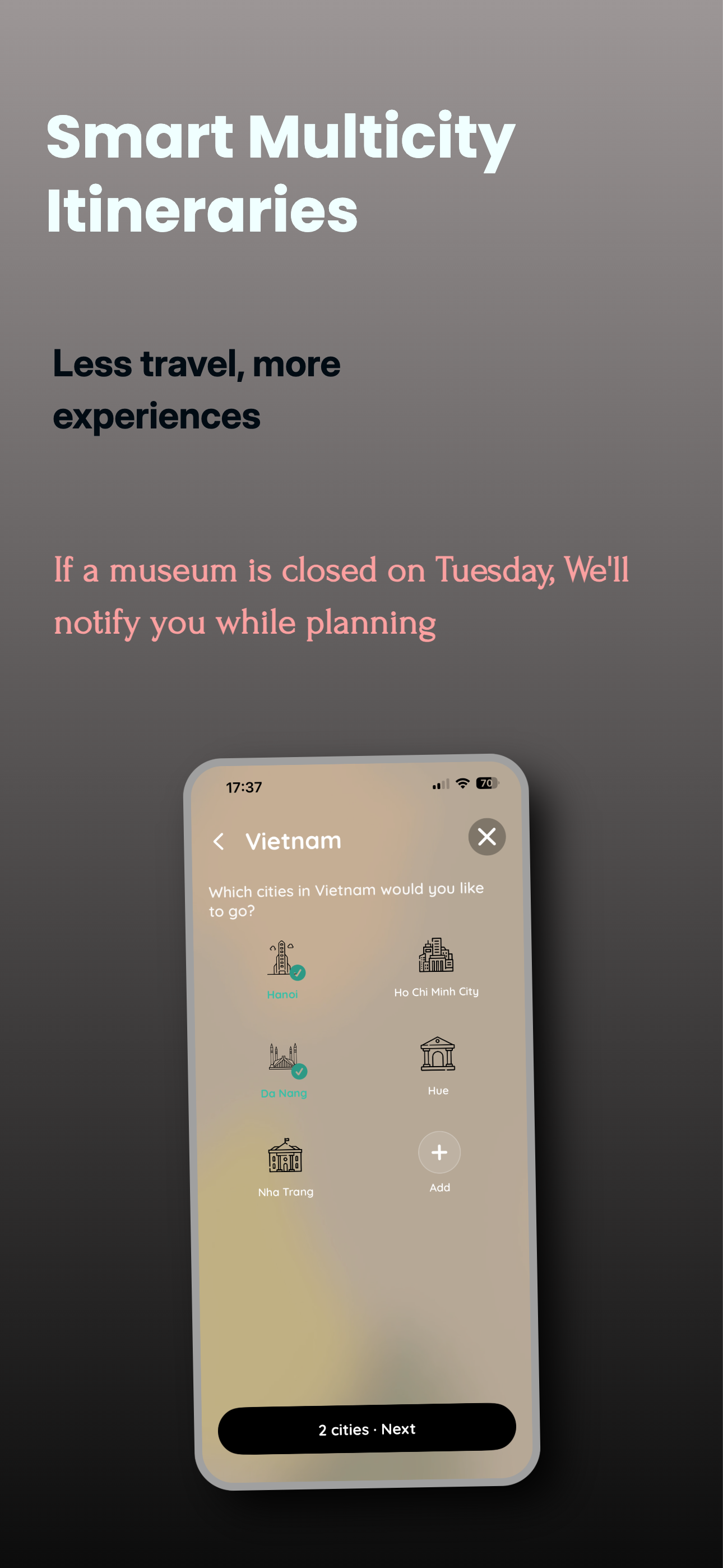 Smart itineraries that think ahead